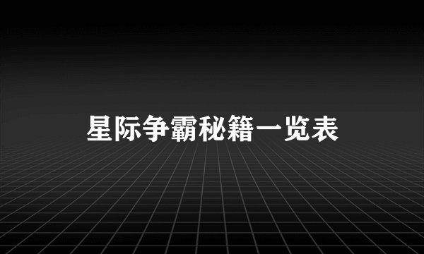 星际争霸秘籍一览表