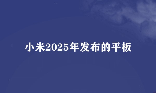 小米2025年发布的平板