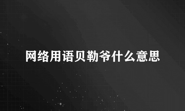 网络用语贝勒爷什么意思