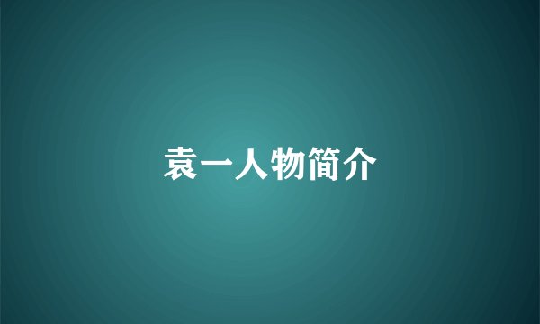 袁一人物简介