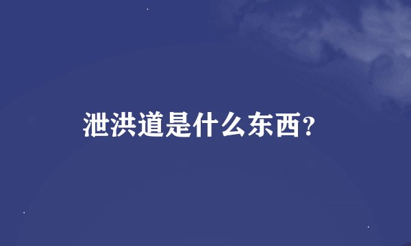 泄洪道是什么东西？