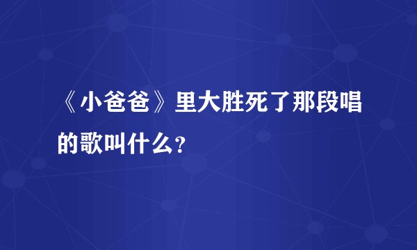 《小爸爸》里大胜死了那段唱的歌叫什么？