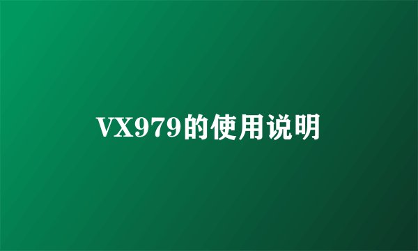 VX979的使用说明