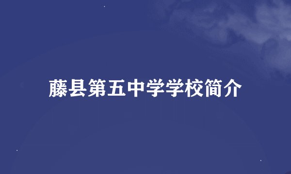 藤县第五中学学校简介