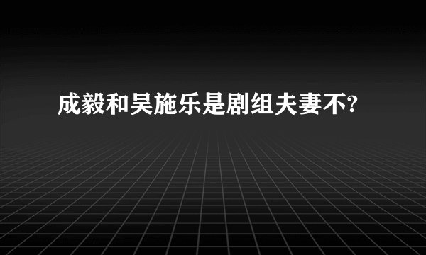 成毅和吴施乐是剧组夫妻不?