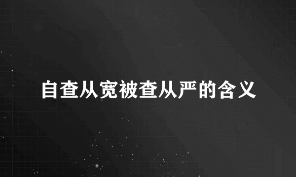 自查从宽被查从严的含义