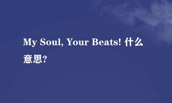 My Soul, Your Beats! 什么意思?