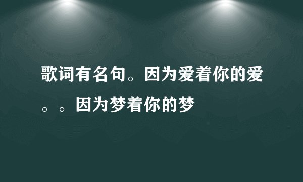 歌词有名句。因为爱着你的爱。。因为梦着你的梦