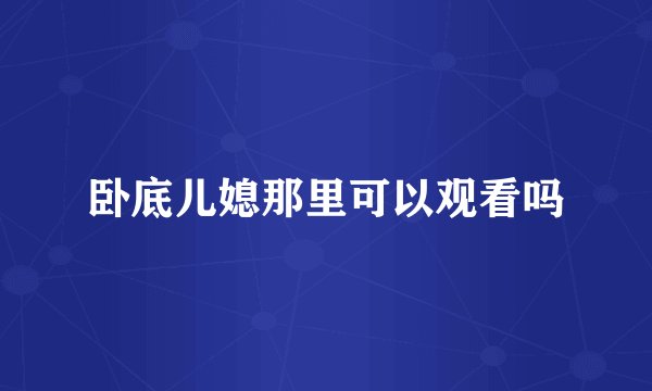 卧底儿媳那里可以观看吗
