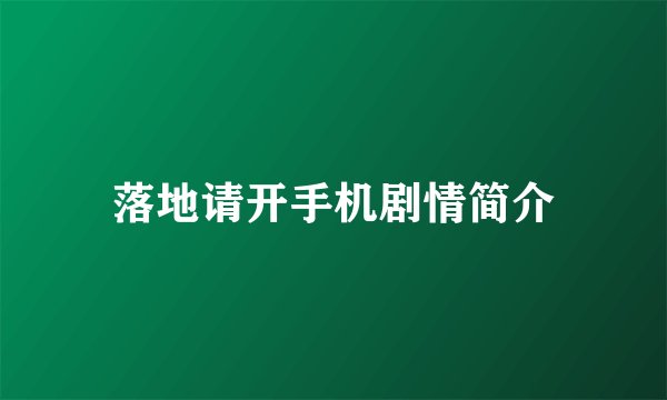 落地请开手机剧情简介