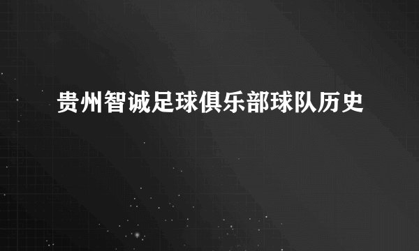 贵州智诚足球俱乐部球队历史