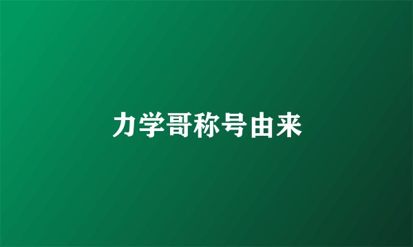力学哥称号由来