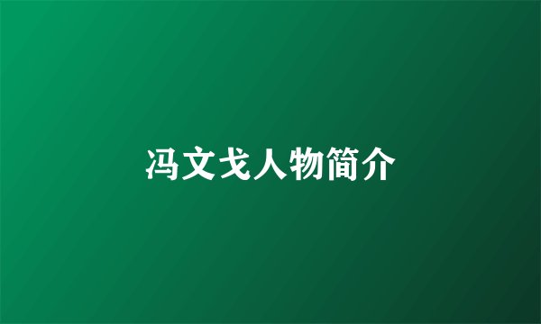 冯文戈人物简介