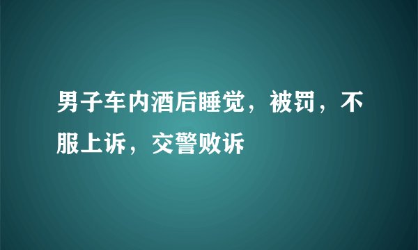 男子车内酒后睡觉，被罚，不服上诉，交警败诉