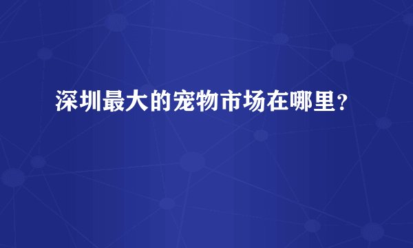 深圳最大的宠物市场在哪里？