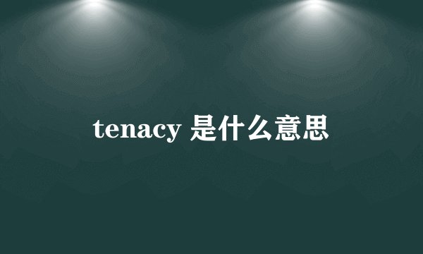 tenacy 是什么意思
