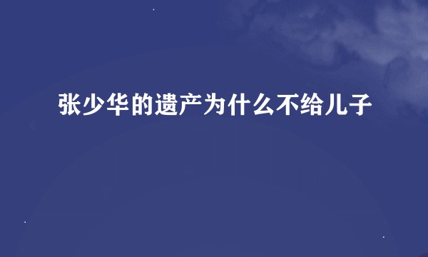 张少华的遗产为什么不给儿子