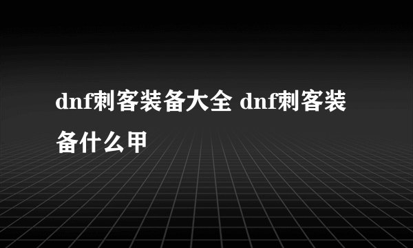 dnf刺客装备大全 dnf刺客装备什么甲