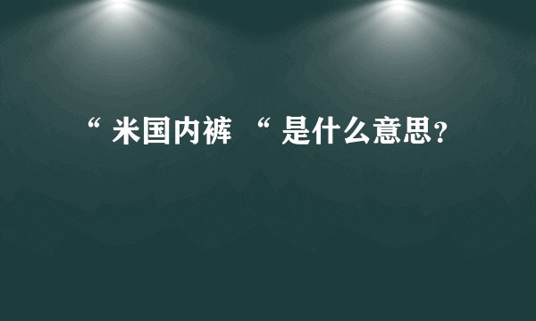 “ 米国内裤 “ 是什么意思？