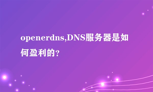 openerdns,DNS服务器是如何盈利的？
