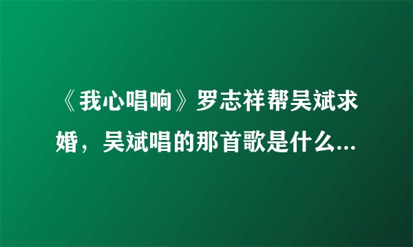 《我心唱响》罗志祥帮吴斌求婚，吴斌唱的那首歌是什么？ 超好听