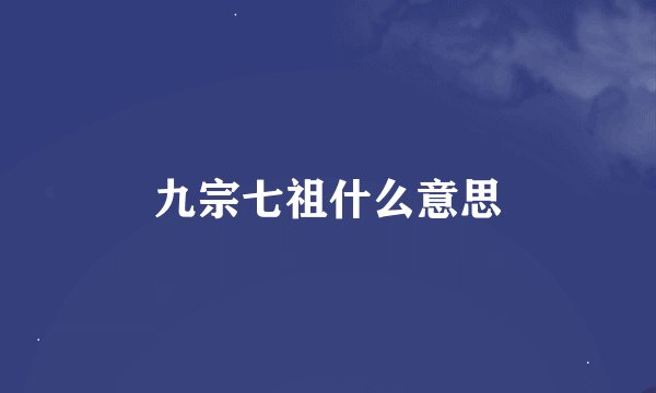 九宗七祖什么意思