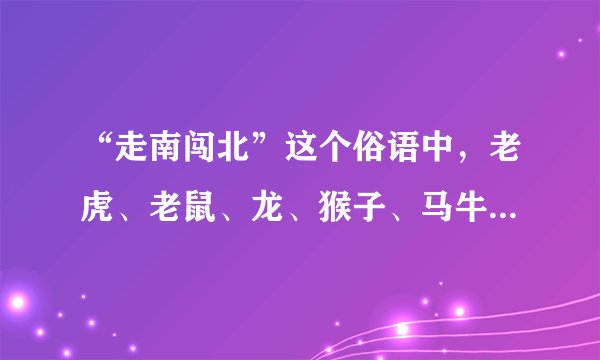 “走南闯北”这个俗语中，老虎、老鼠、龙、猴子、马牛，哪个是真正的答案？