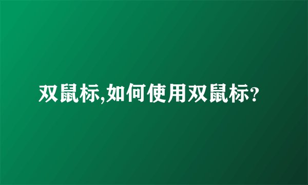双鼠标,如何使用双鼠标？