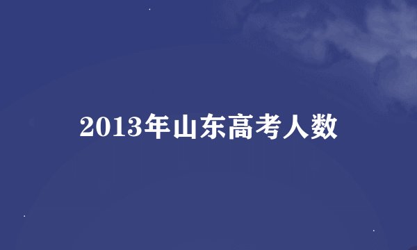 2013年山东高考人数