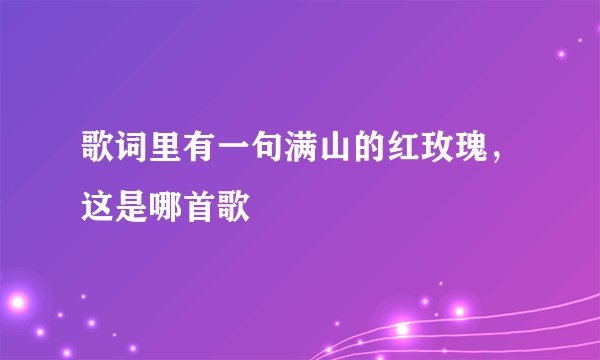 歌词里有一句满山的红玫瑰，这是哪首歌