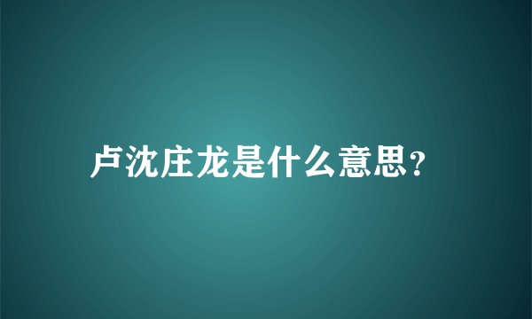 卢沈庄龙是什么意思？