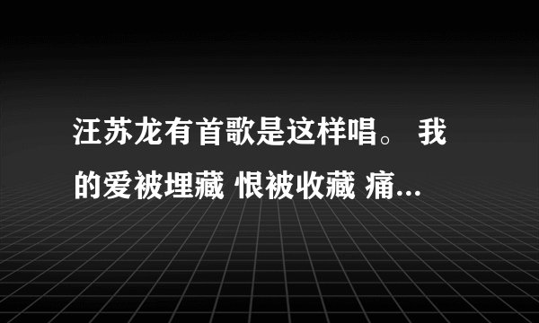 汪苏龙有首歌是这样唱。 我的爱被埋藏 恨被收藏 痛应该原谅 歌名是什么