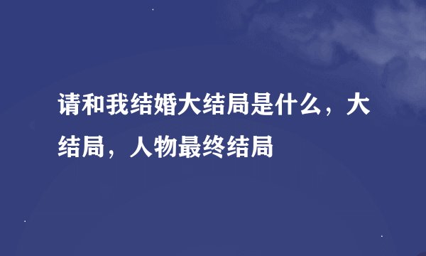 请和我结婚大结局是什么，大结局，人物最终结局