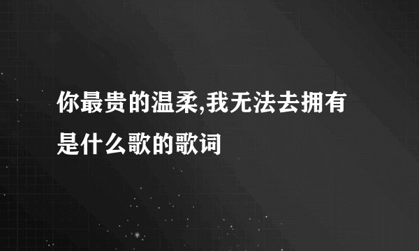 你最贵的温柔,我无法去拥有是什么歌的歌词