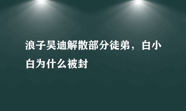 浪子吴迪解散部分徒弟，白小白为什么被封