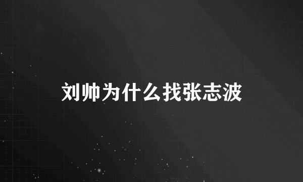刘帅为什么找张志波
