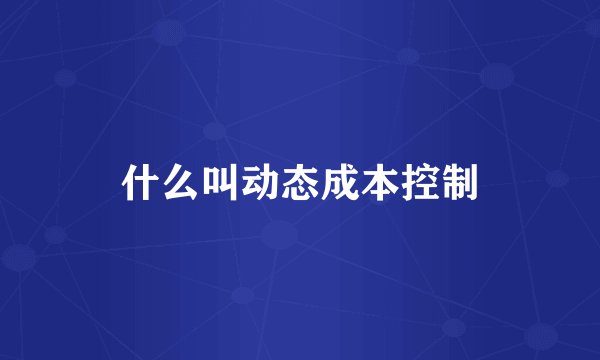 什么叫动态成本控制