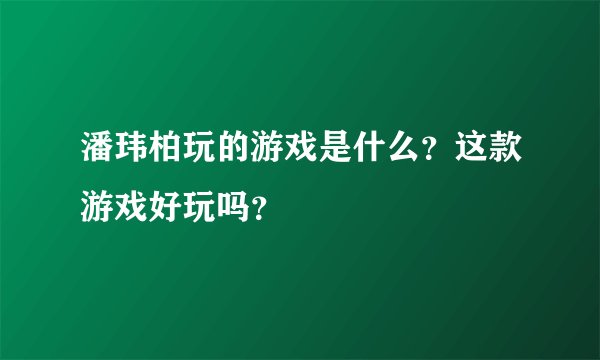 潘玮柏玩的游戏是什么？这款游戏好玩吗？