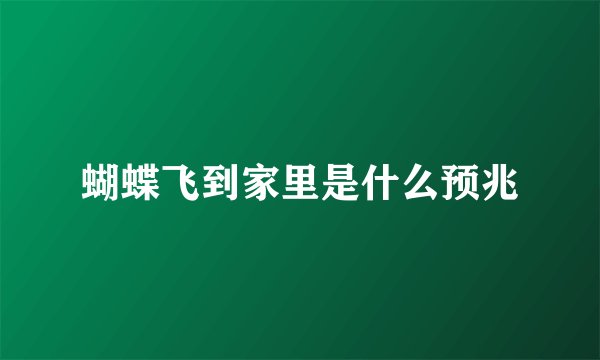 蝴蝶飞到家里是什么预兆