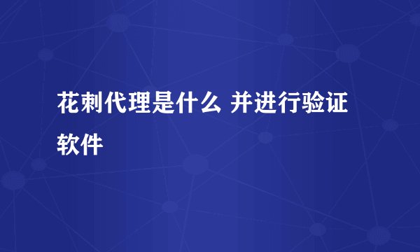花刺代理是什么 并进行验证软件