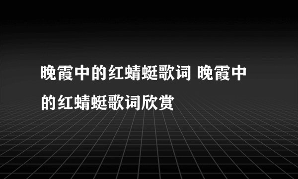 晚霞中的红蜻蜓歌词 晚霞中的红蜻蜓歌词欣赏