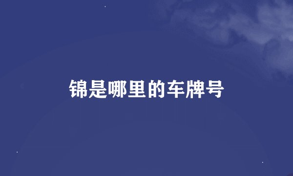 锦是哪里的车牌号