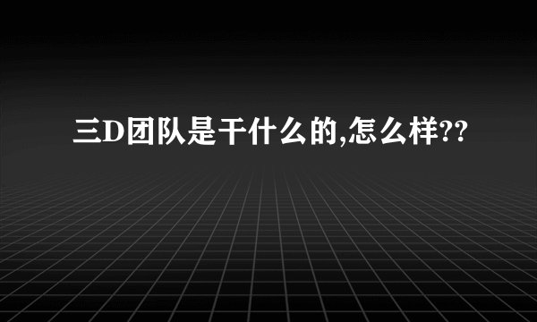 三D团队是干什么的,怎么样??