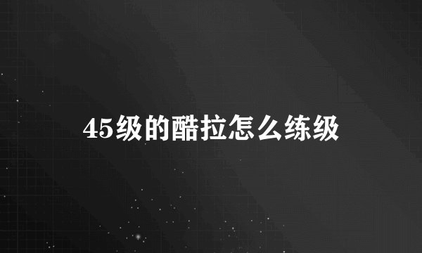 45级的酷拉怎么练级