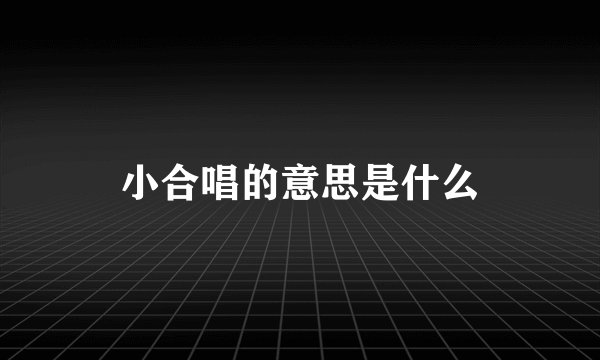 小合唱的意思是什么