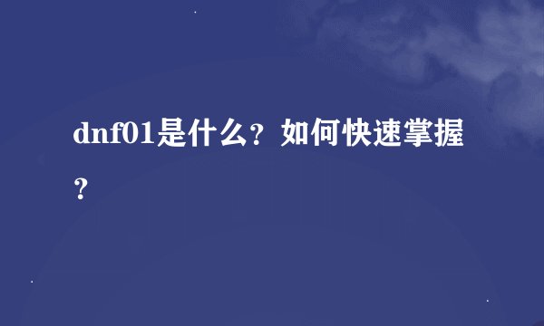 dnf01是什么？如何快速掌握？