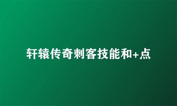 轩辕传奇刺客技能和+点