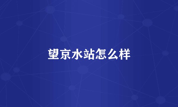 望京水站怎么样