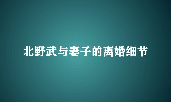 北野武与妻子的离婚细节