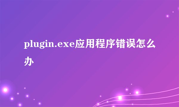 plugin.exe应用程序错误怎么办
